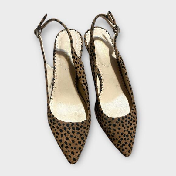 Isaac Mizrahi New York Animal Print Strap Kitten Heels Sz 7.5 Slingback Heels - Picture 5 of 5